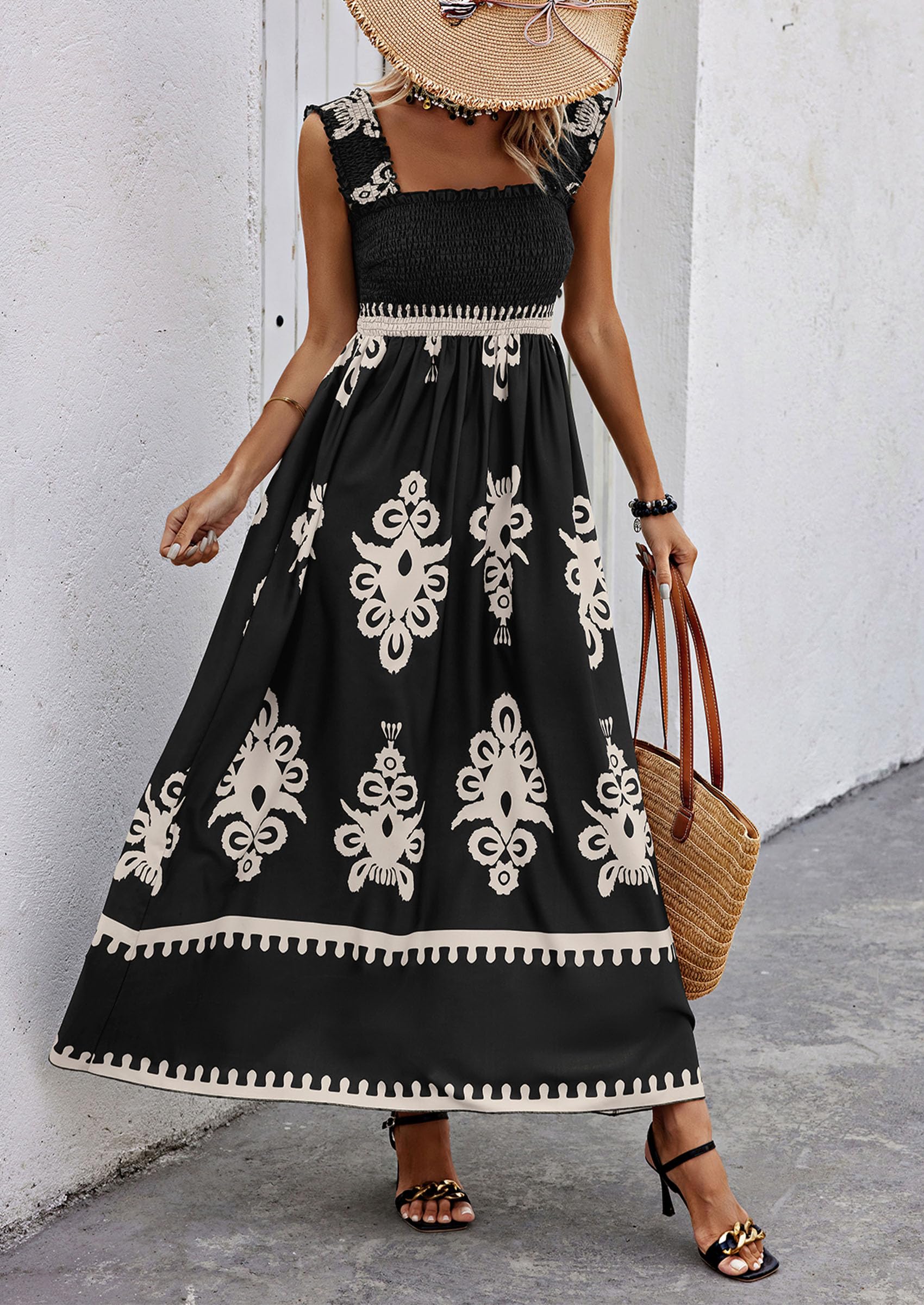 Palace Style Elegant Lace Hem Sleeveless Maxi Summer Dress