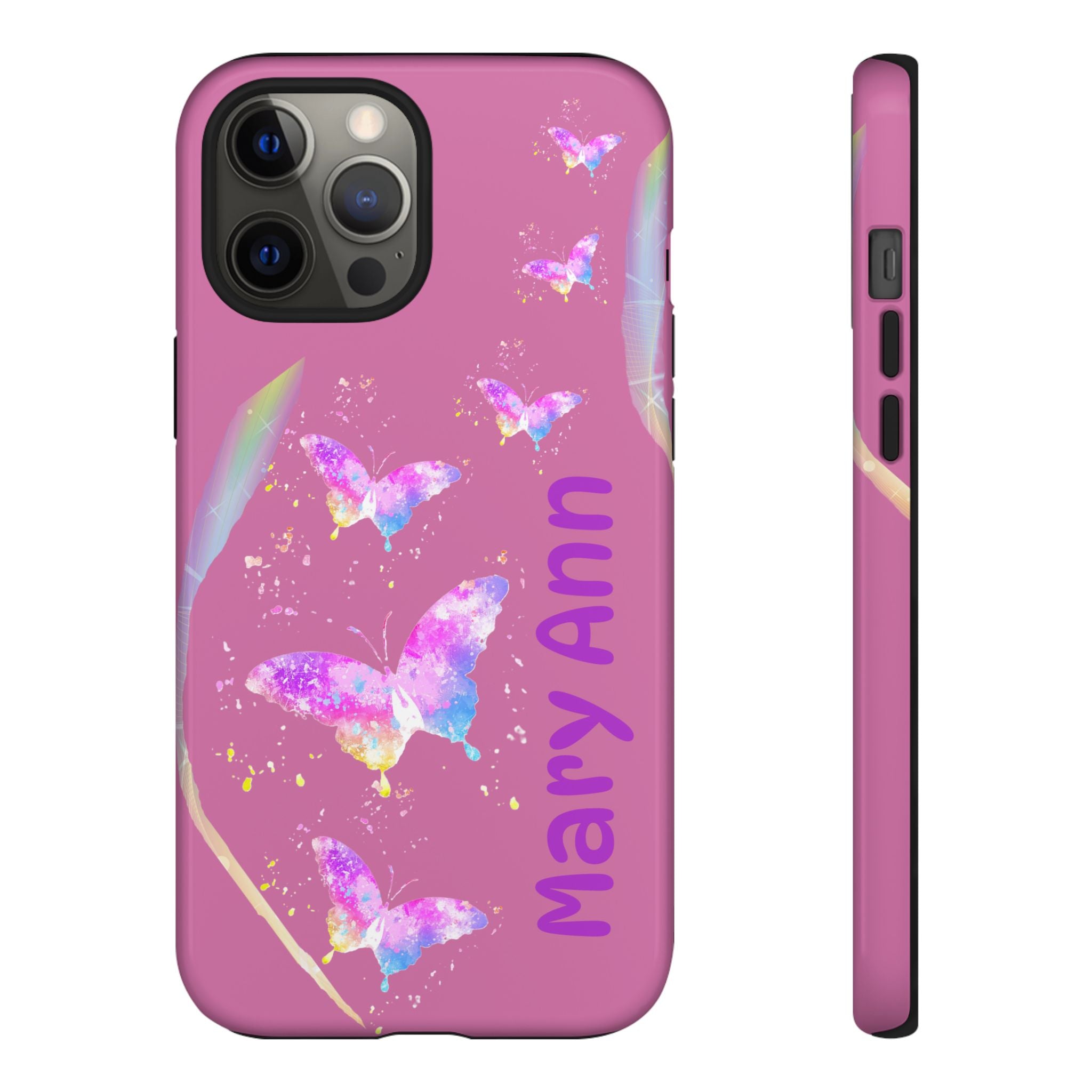 Personalized Butterfly Phone Case, Floral Phone Cover, Customizable Phone Case, Gift for Her, Pastel Decor