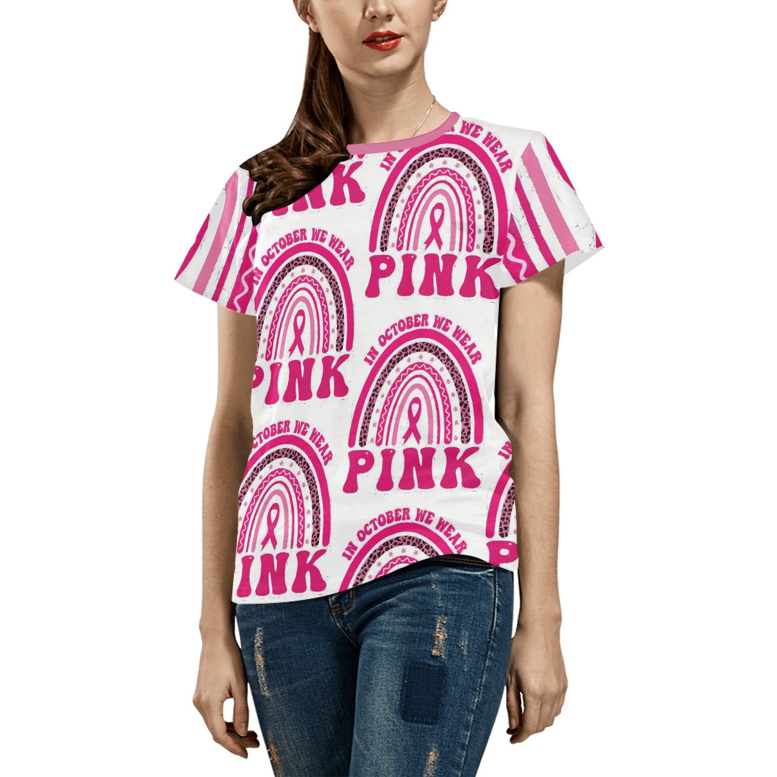 Women's We Wear Pink in October T-shirt (Made in USA）