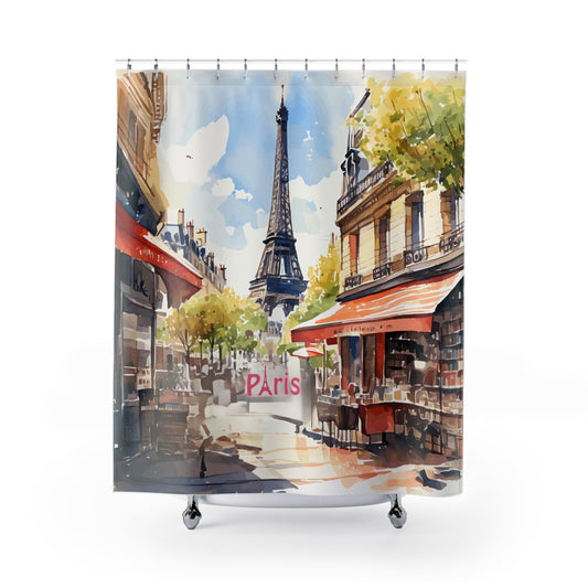 Parisian Elegance Painting Shower Curtain - Eiffel Tower Design for Home Decor
