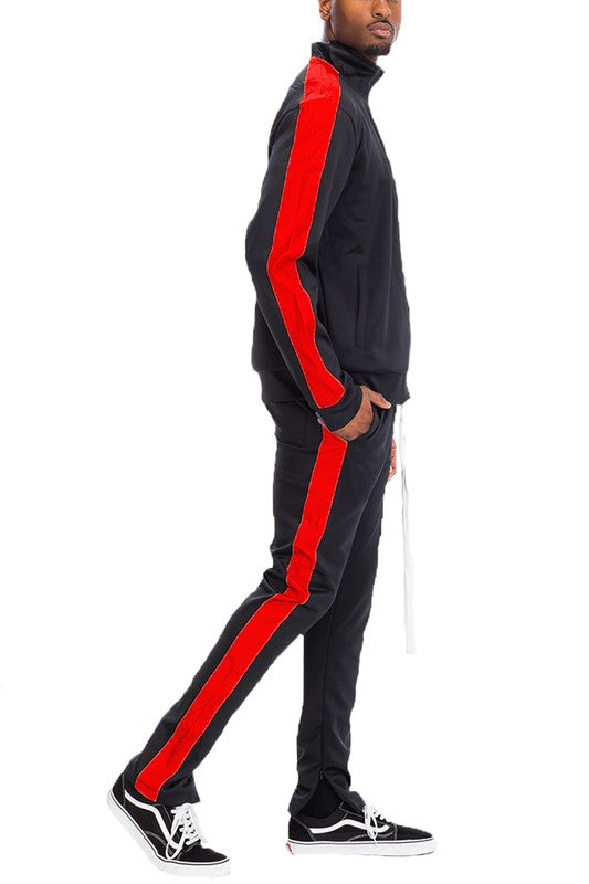 Men's Single Stripe Solid 2-piece Track Suit