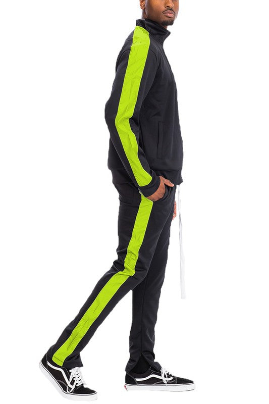 Men's Single Stripe Solid 2-piece Track Suit