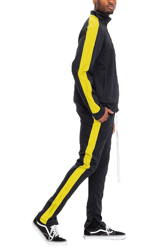 Men's Single Stripe Solid 2-piece Track Suit