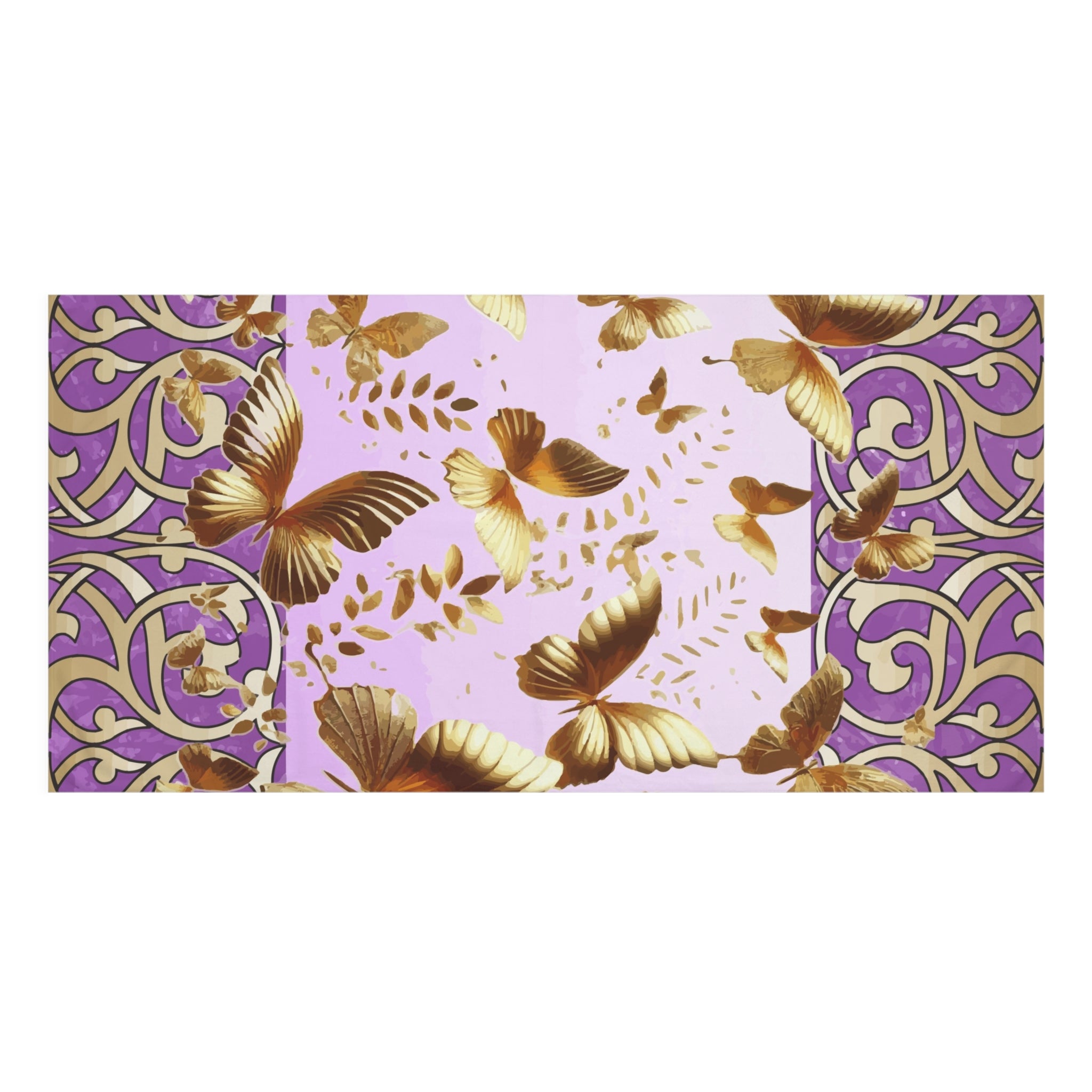 Golden Butterflies Flying Away Mink-Cotton Towel