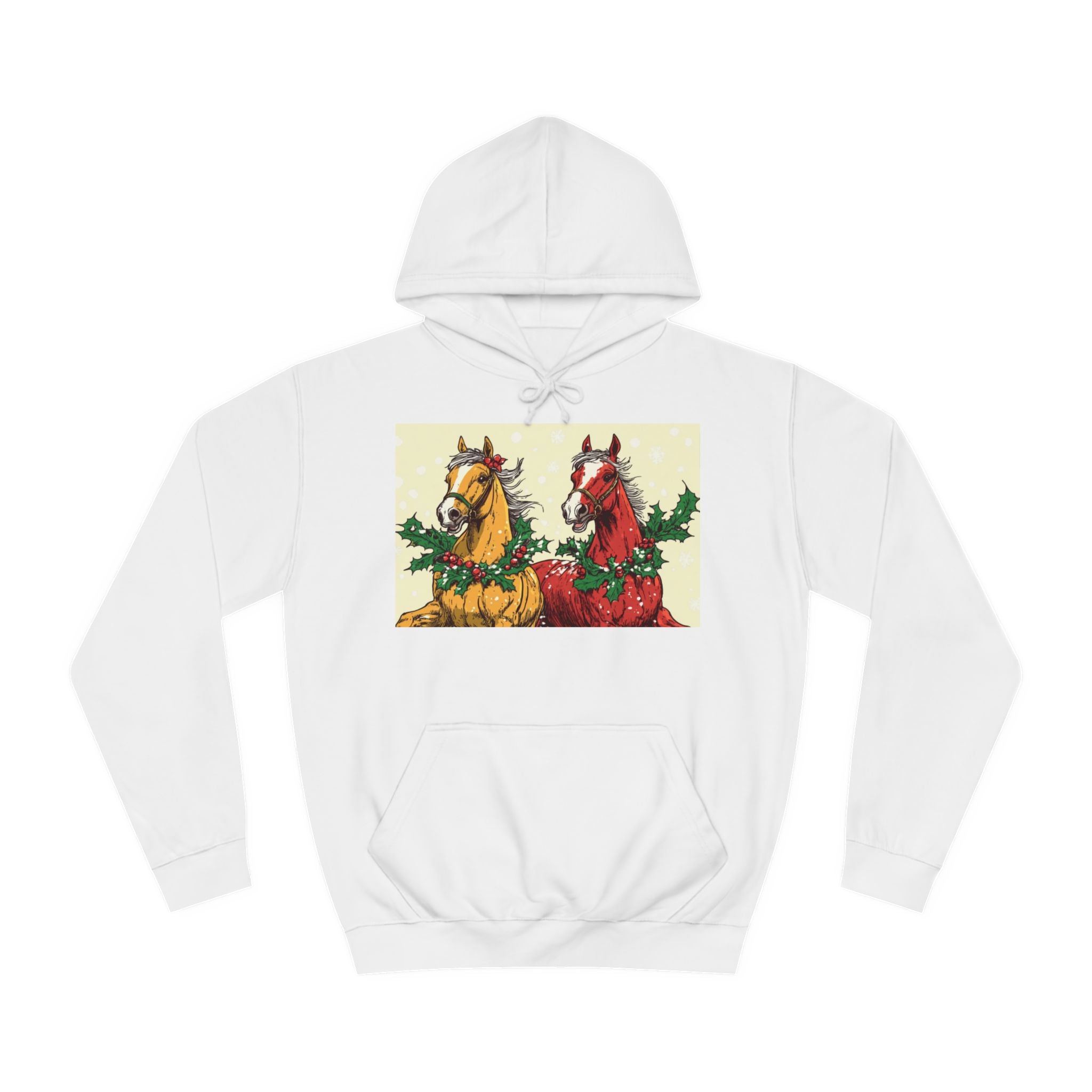 Christmas Horses Unisex College Hoodie