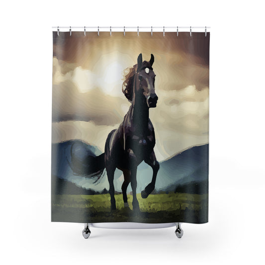 Wild Black Horse Shower Curtains