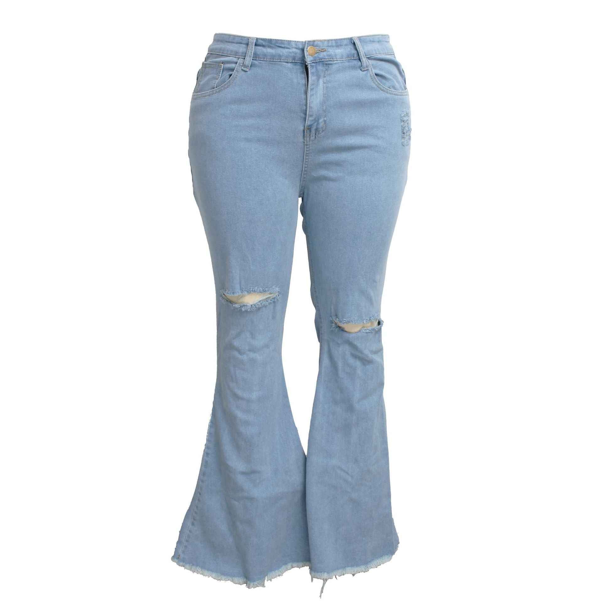 Fashion Trendy Unique Jeans Stretch Plus Size Bell-bottom Pants See size chart under “more details”