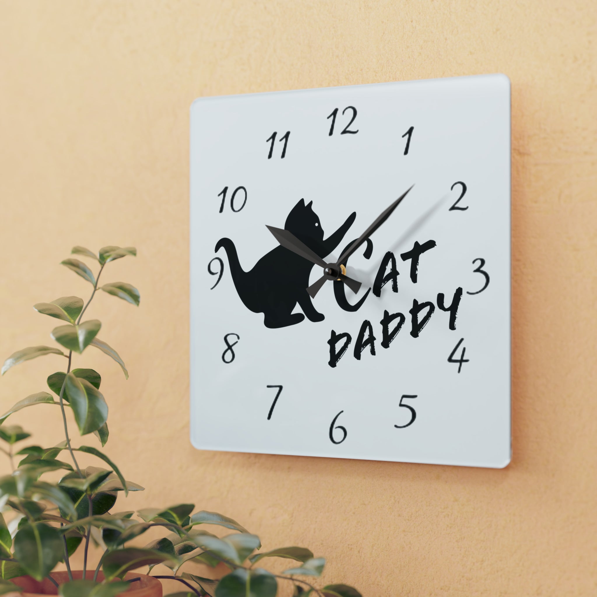 Cat Daddy Playful Kitten Acrylic Wall Clock - Shell Design Boutique