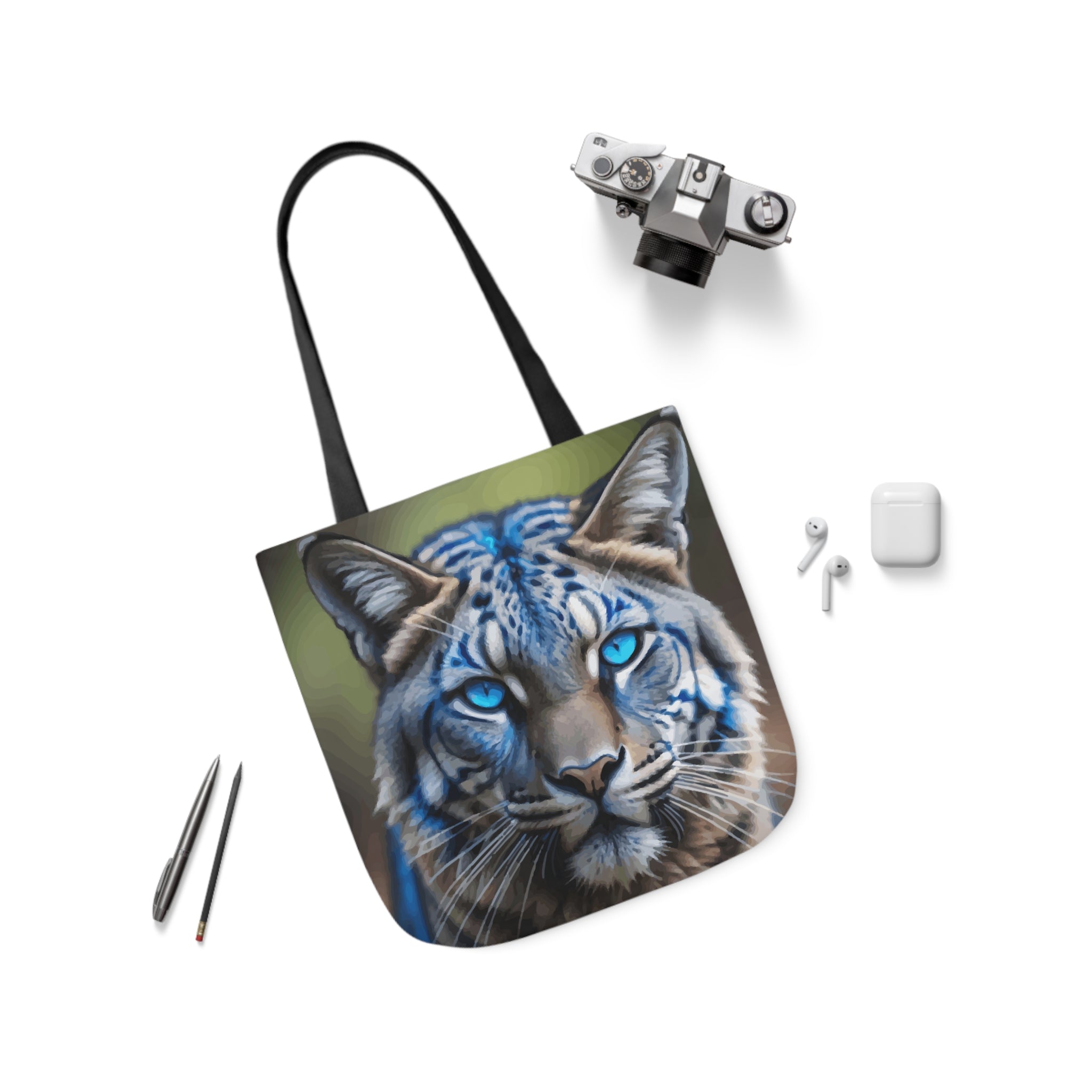 Blue Wildcat Canvas Tote Bag with 5 Strap Color Choices