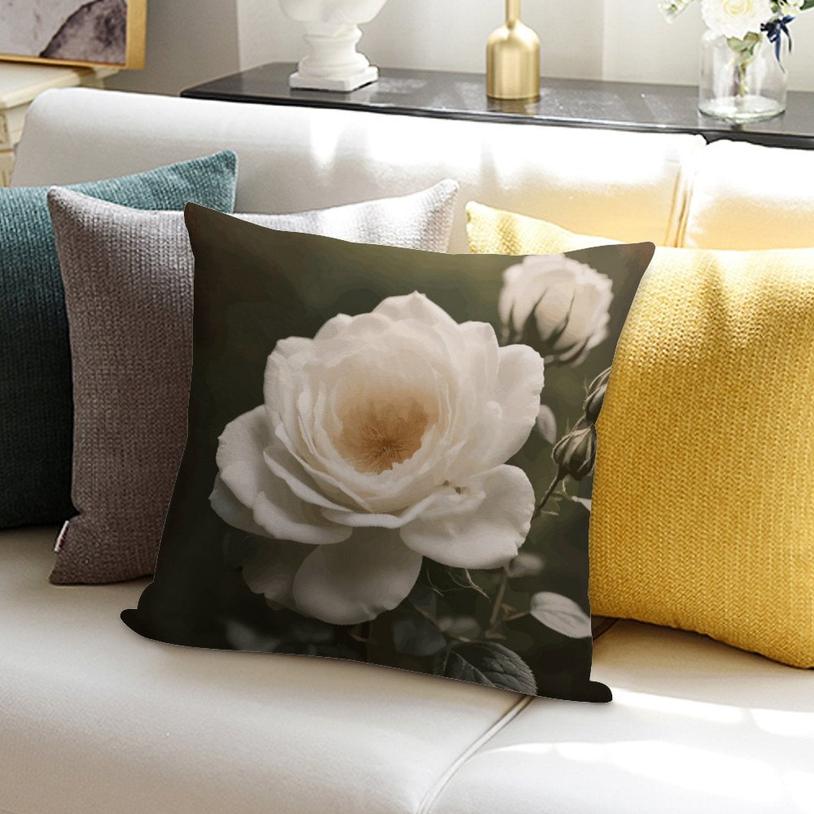 White Rose Ultra Soft Short Plush Pillowcase