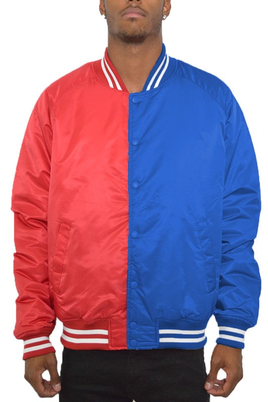 Men's Color Block Two Tone Varsity Jacket