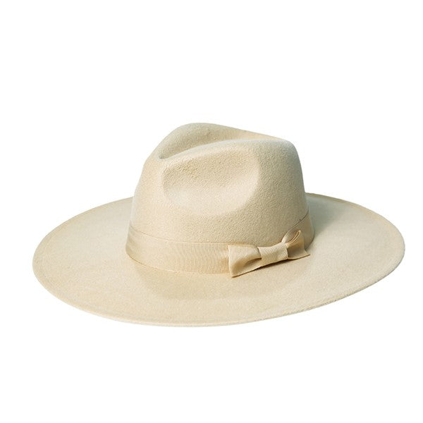 Women's Wide Brim Ribbon Fedora Hat