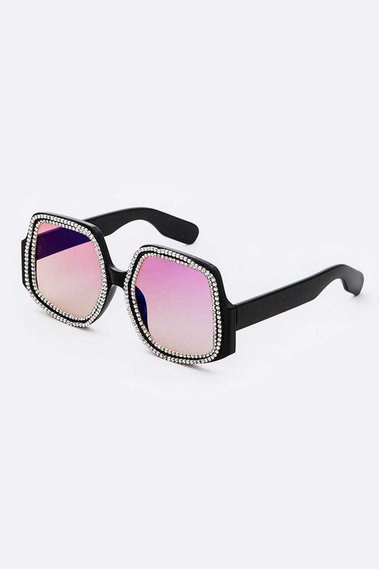 Crystal Pave Iconic Oversize Sunglassses