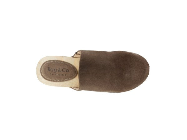 Women's Rag & Co Darcie Taupe Suede Clogs