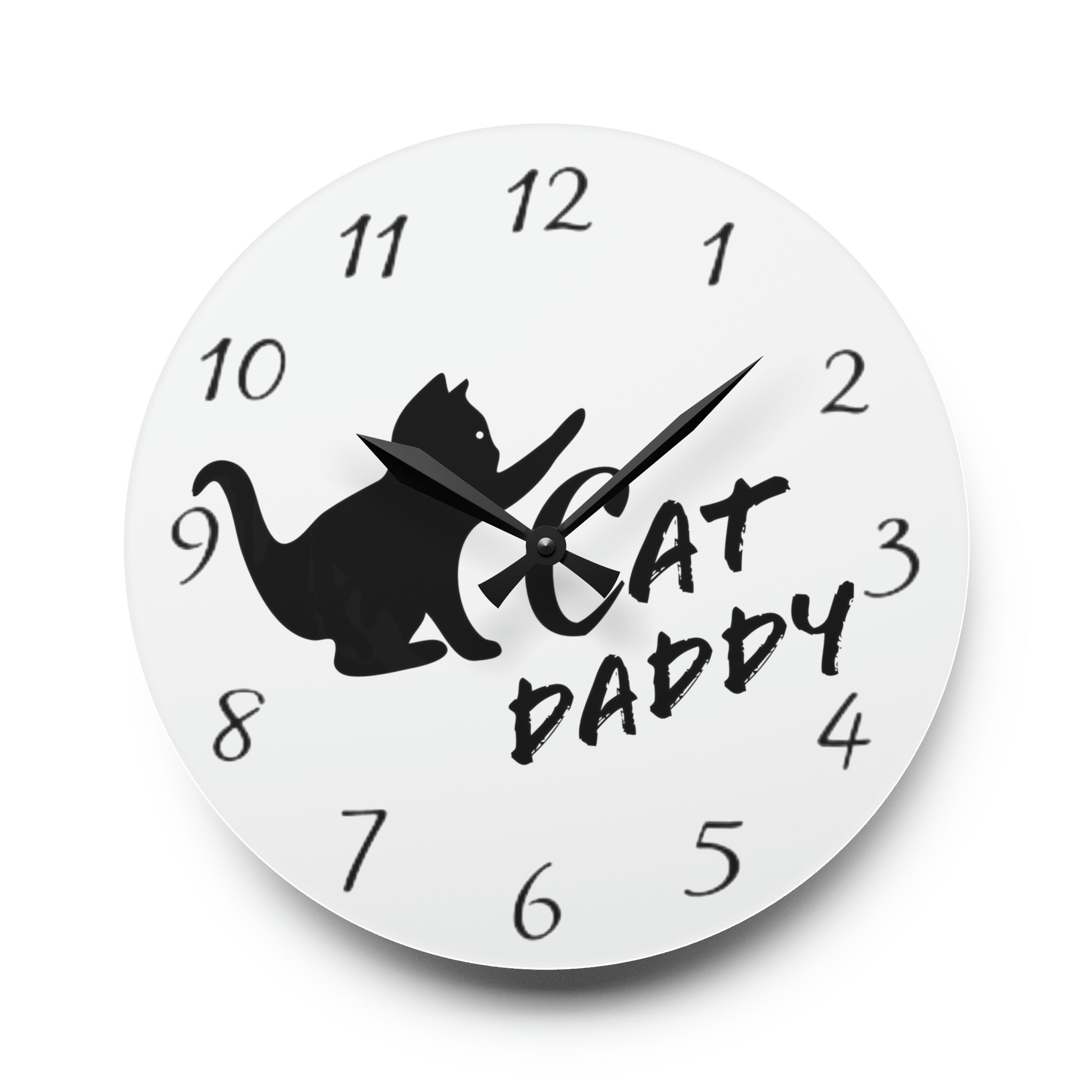 Cat Daddy Playful Kitten Acrylic Wall Clock - Shell Design Boutique