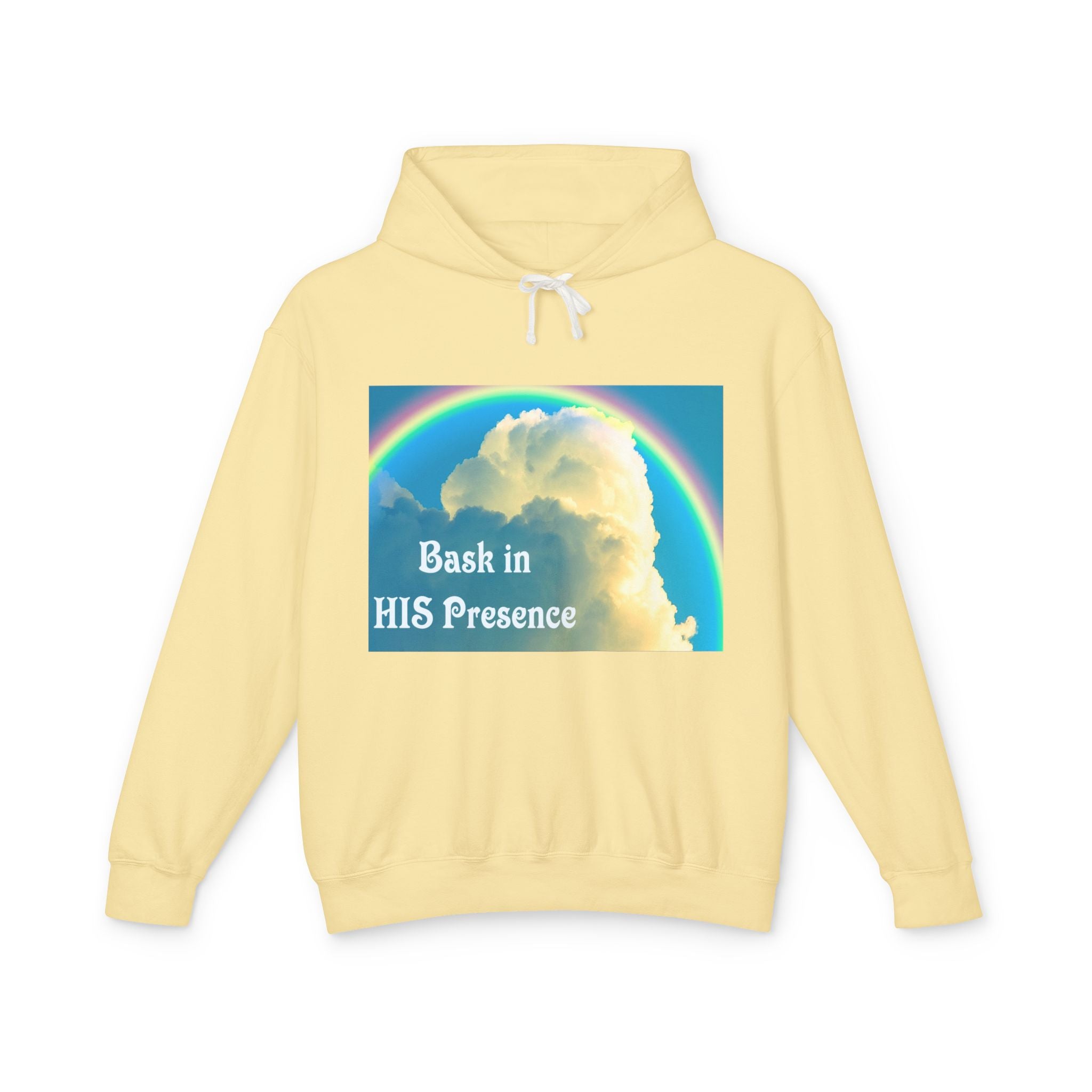 Bask in HIS Presence Clouds and Rainbow Unisex Pullover Hoodie up to 3XL