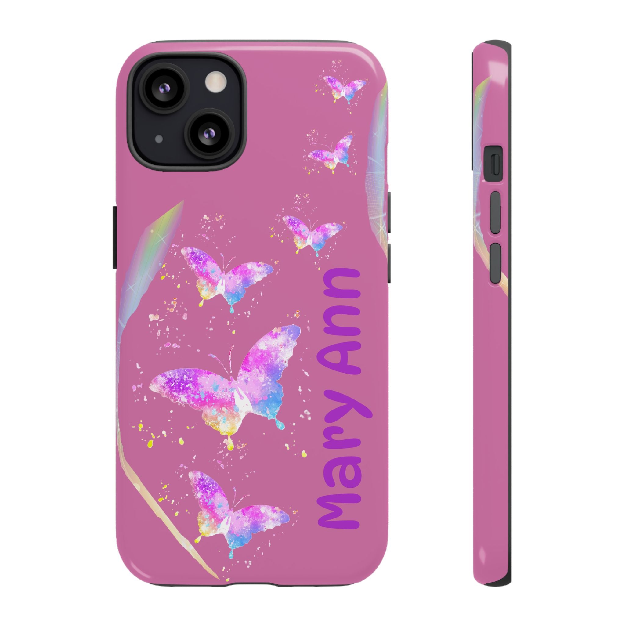 Personalized Butterfly Phone Case, Floral Phone Cover, Customizable Phone Case, Gift for Her, Pastel Decor