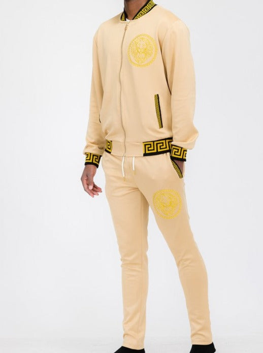 Mens Black and Gold Detail Track Suit