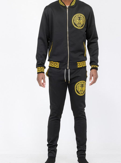 Mens Black and Gold Detail Track Suit