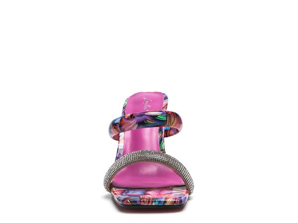 Chanclas con estampado de mármol y tacón en bloque transparente Krypton para mujer