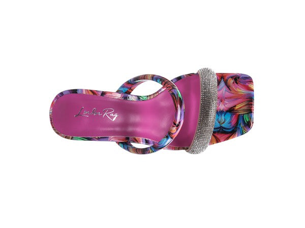 Chanclas con estampado de mármol y tacón en bloque transparente Krypton para mujer