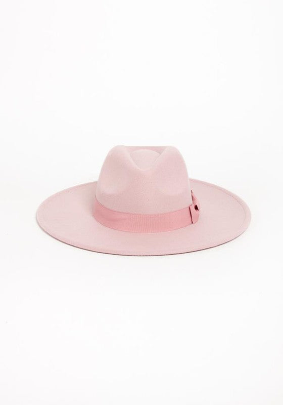 Women's Wide Brim Ribbon Fedora Hat