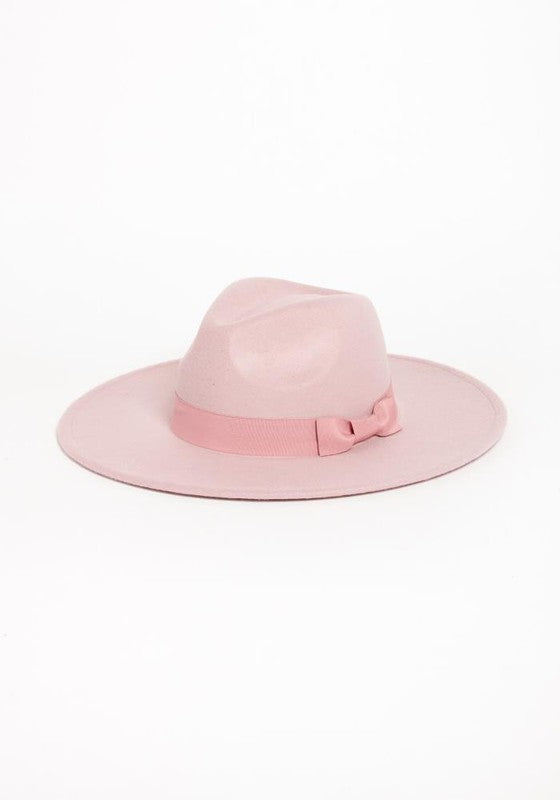 Women's Wide Brim Ribbon Fedora Hat