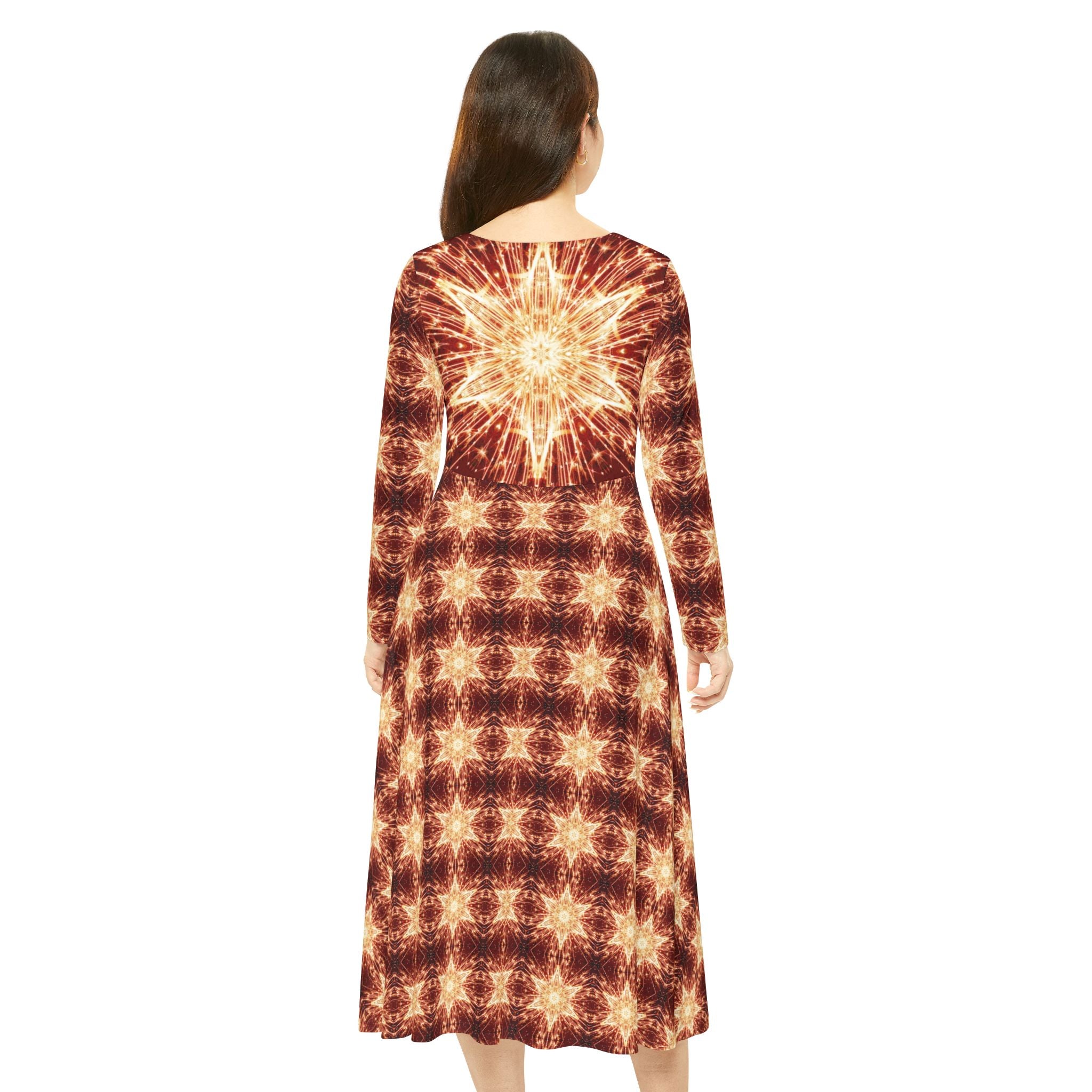 Women's Fiery Star Long Sleeve Midi Dress