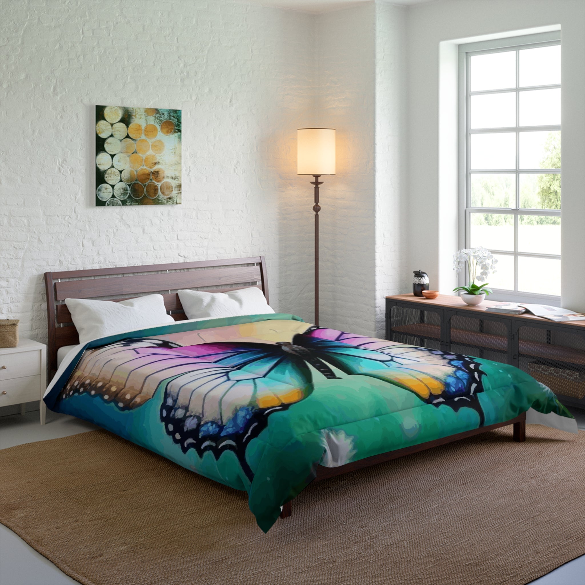 Beautiful Butterfly and Daisies Comforter
