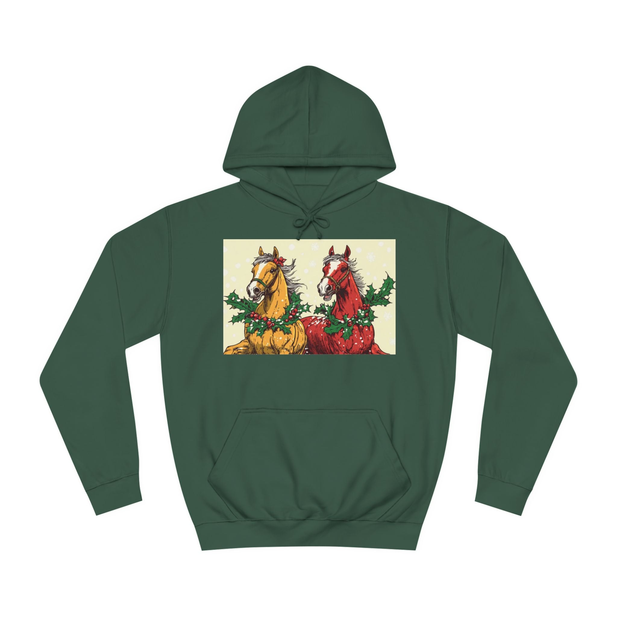 Christmas Horses Unisex College Hoodie