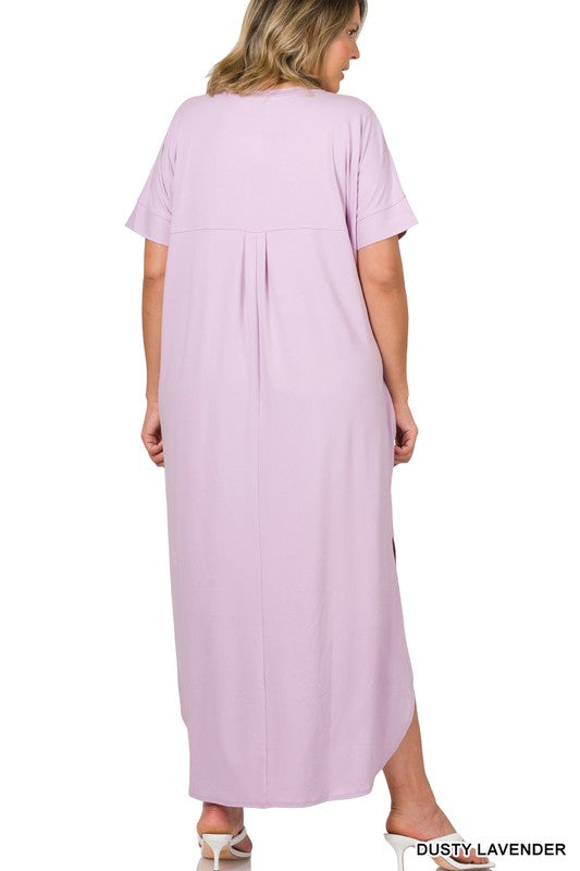 Women's Plus Brushed DTY Short Sleeve Maxi Dress