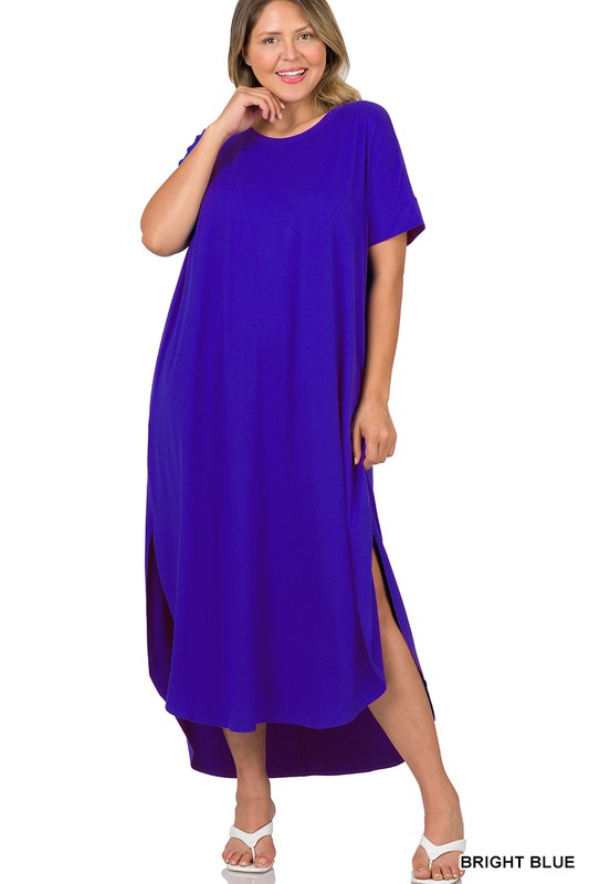 Women's Plus Brushed DTY Short Sleeve Maxi Dress