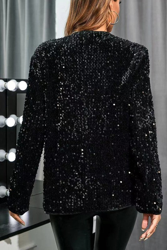 Women's Black Sequin Blazer