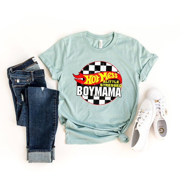 Women's Hot Mess Boy Mama Short Sleeve Graphic T-shirt