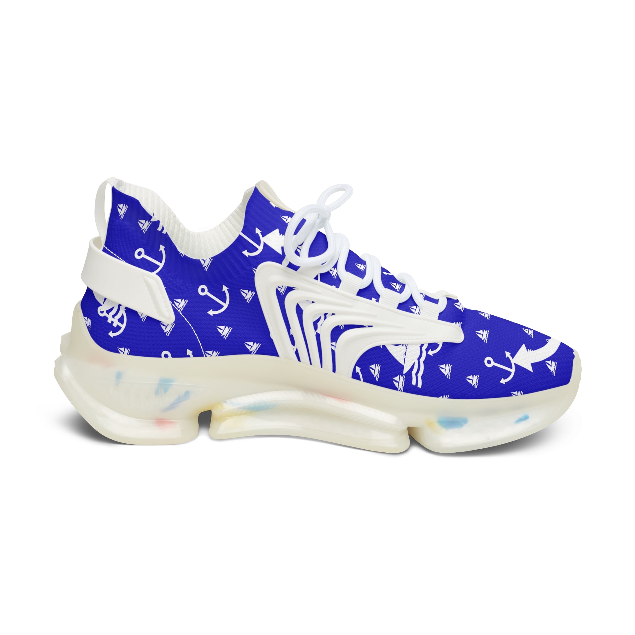 Women's Blue Boats and Anchors Mesh Sneakers