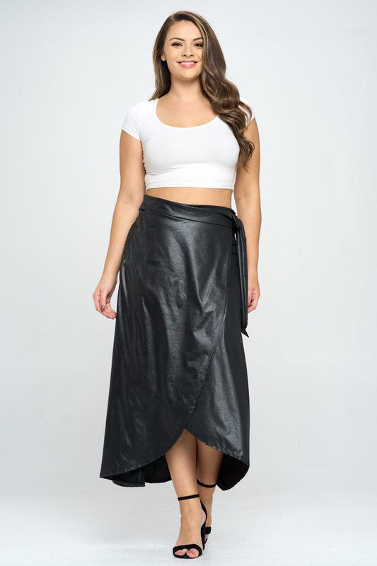 Women's Faux Leather Maxi Wrap Skirt