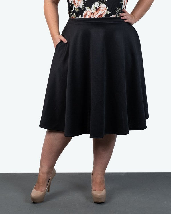 Women's Knee Length Circle Skirt with Pockets