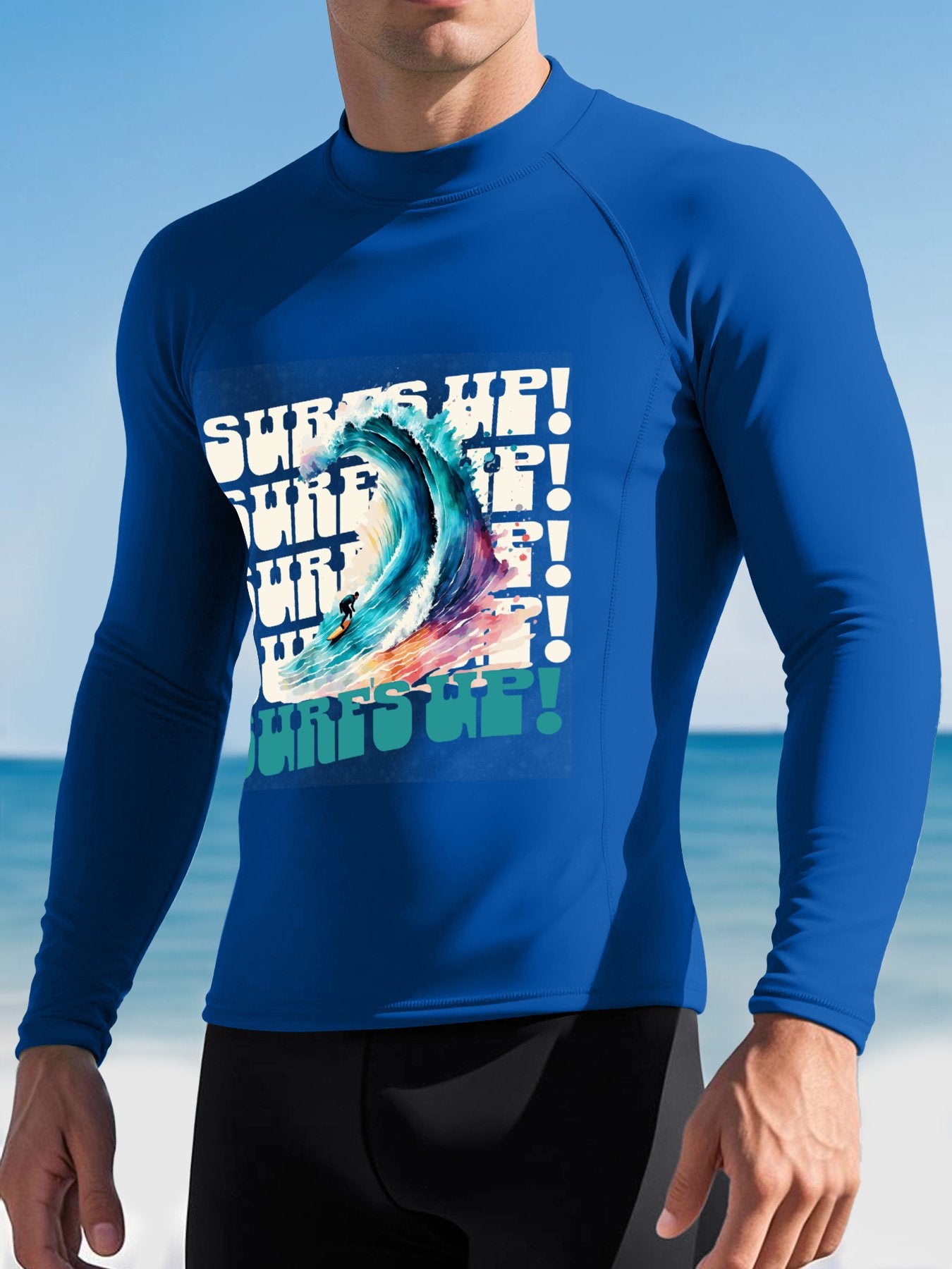 Surf's Up Men's Long-Sleeve Surfing Top (Front Printing)