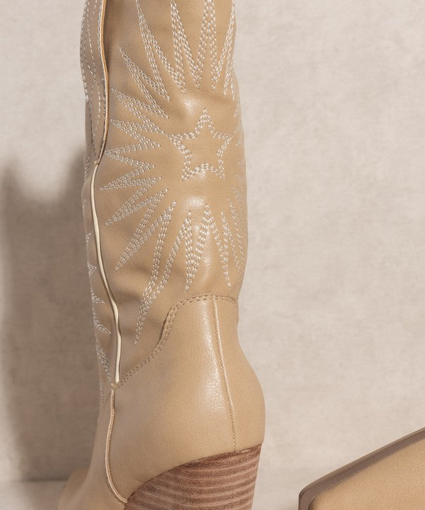 Women's Cowgirl Boots with Starburst Embroidery Design