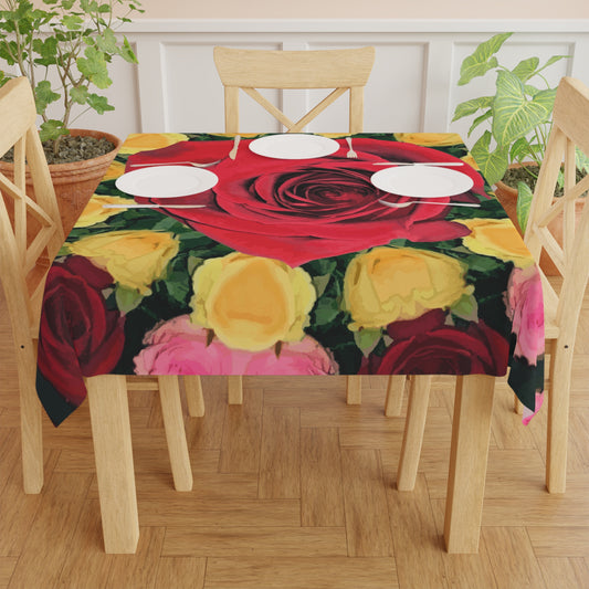 Red and Yellow Roses Square Tablecloth