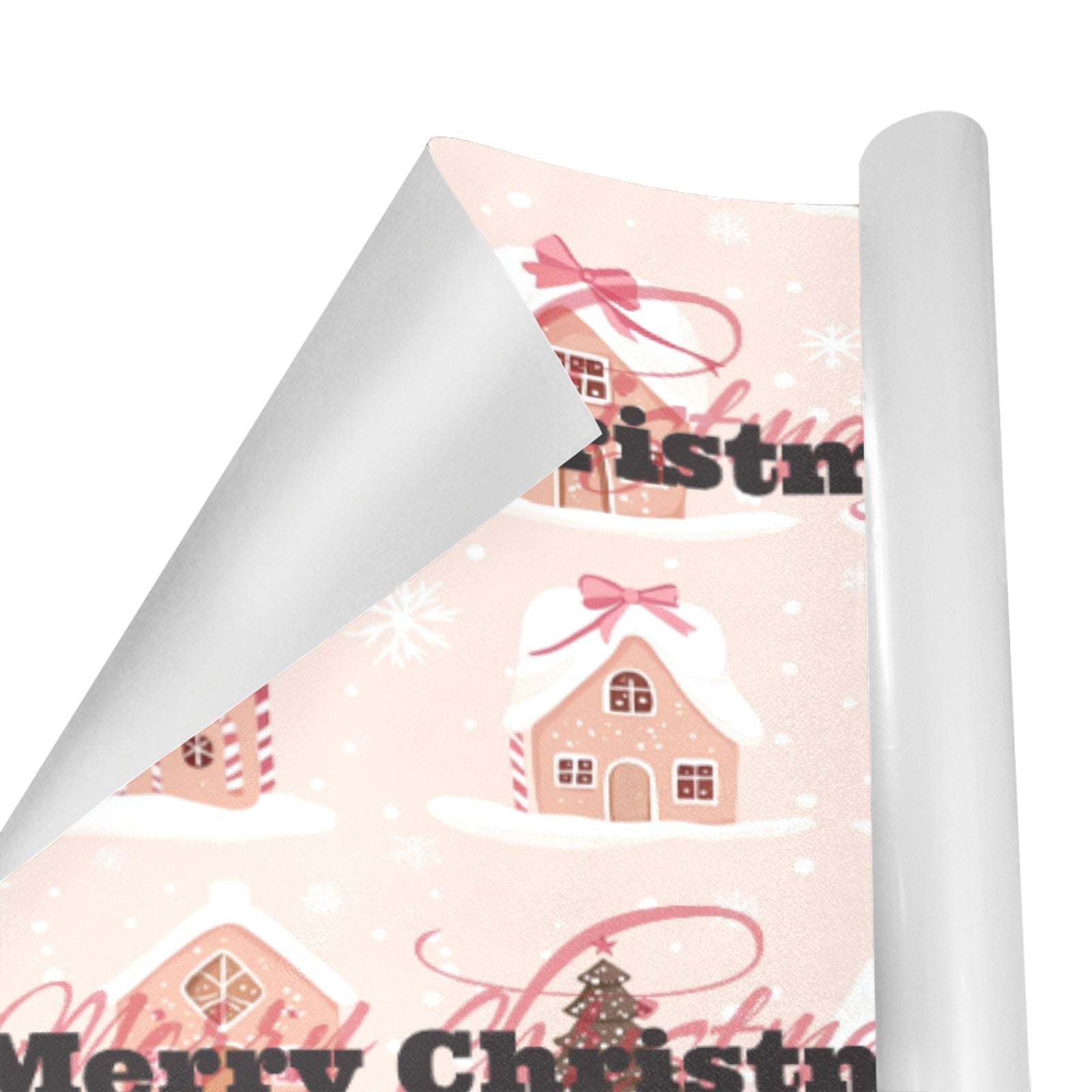 Christmas Pink Houses Custom Gift Wrapping Paper 58