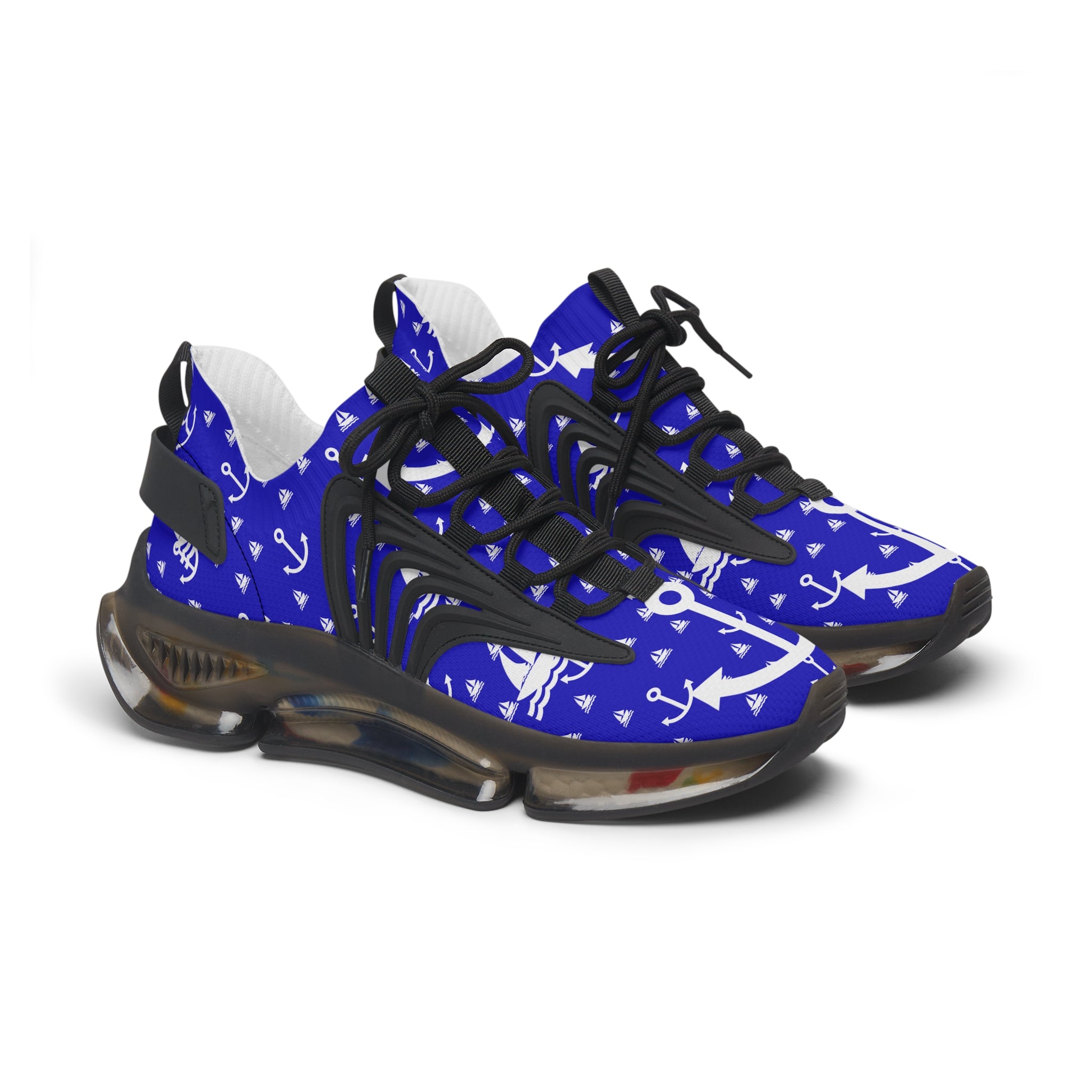 Women's Blue Boats and Anchors Mesh Sneakers