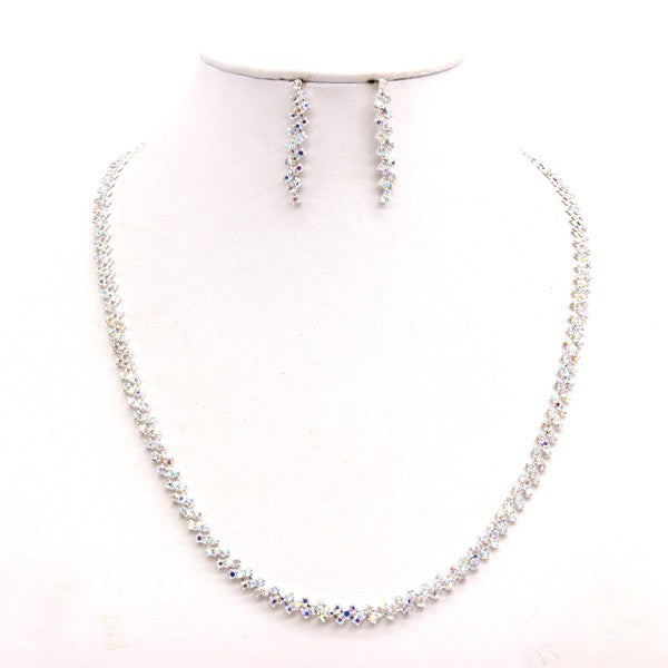 Rhinestone Luxury Necklace Earrings Jewelry Set