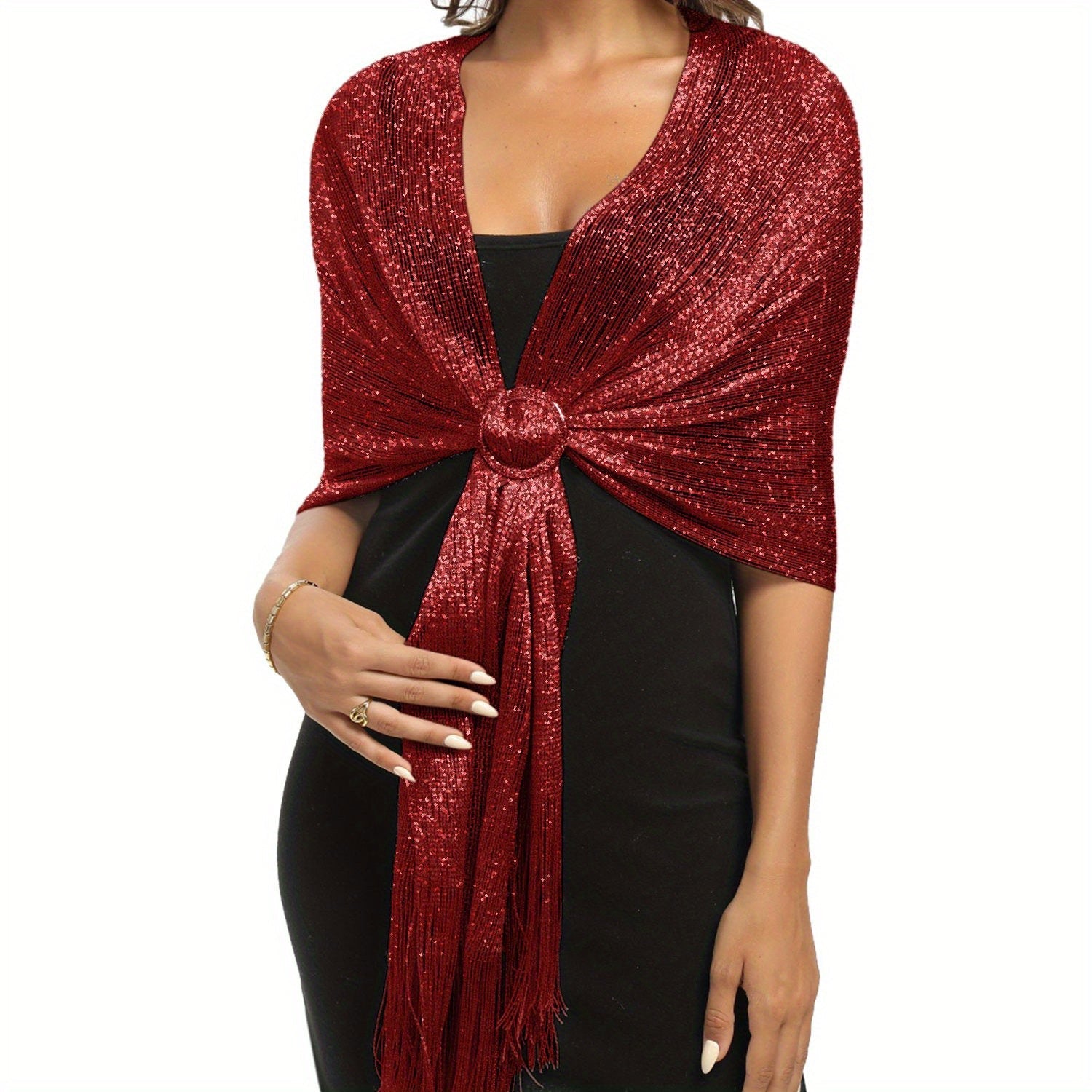 Elegant Formal Metallic Shawl and Wrap