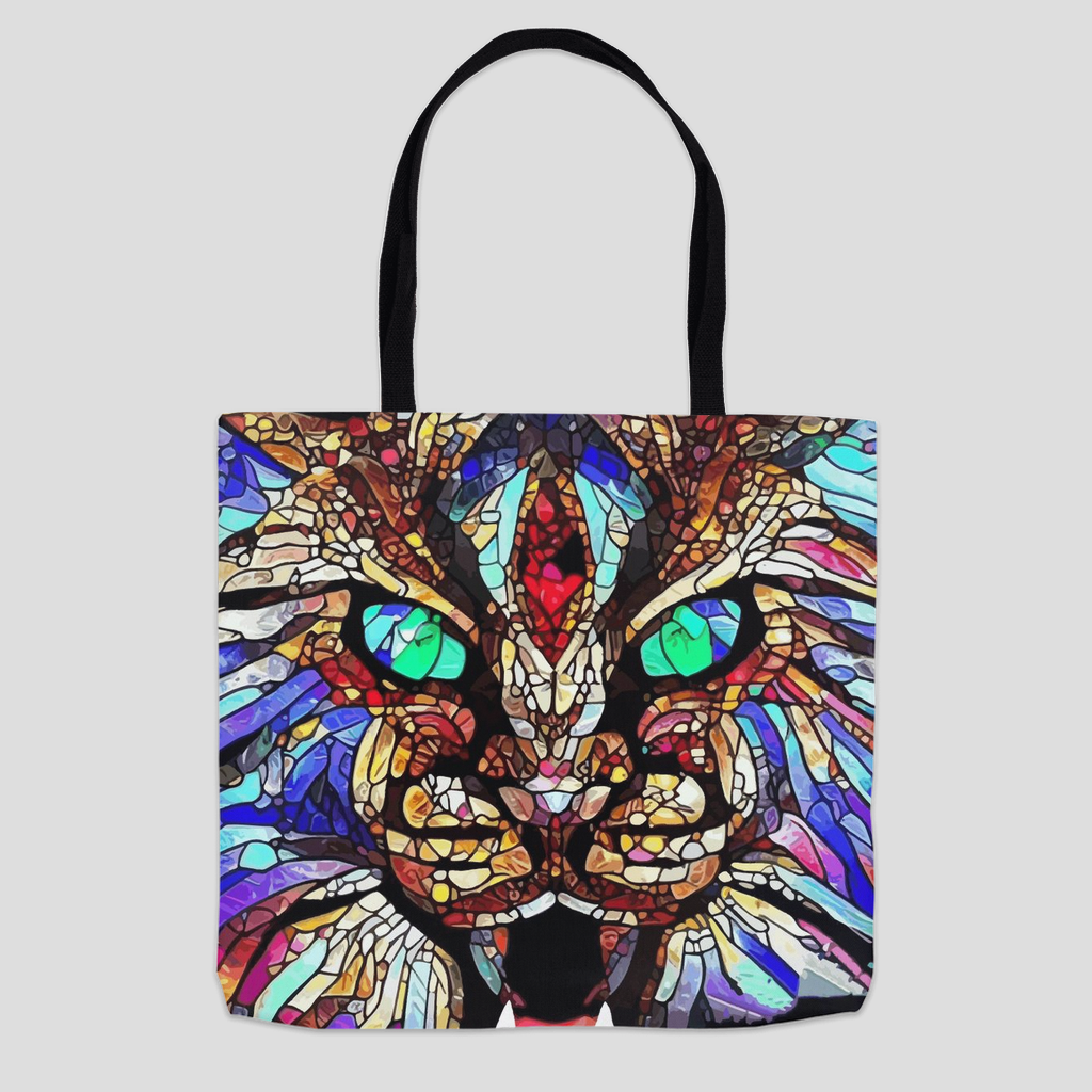 Stained Glass Wildcat Tote Bag