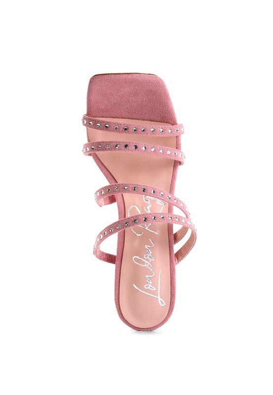 Women's Studded Mid-Heel Multi Strap Sandal