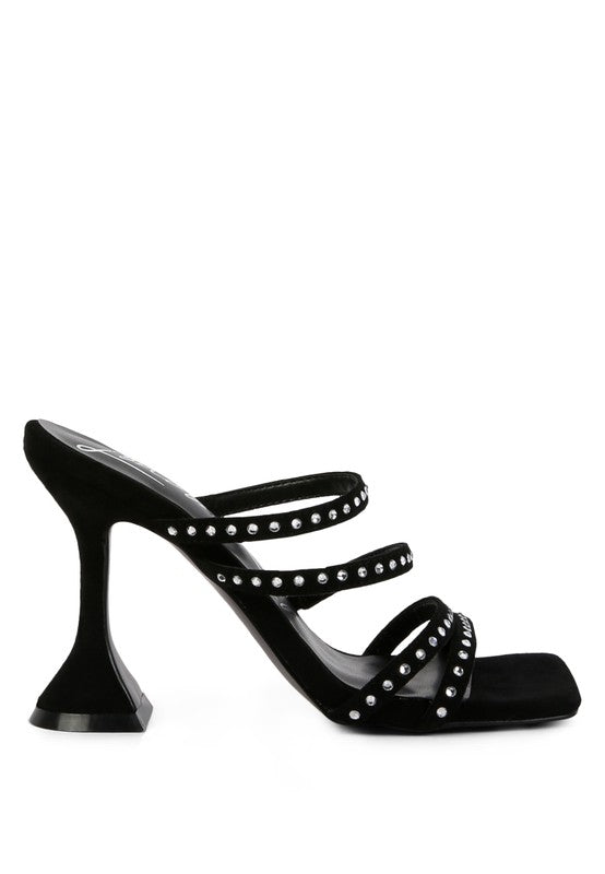 Women's Studded Mid-Heel Multi Strap Sandal