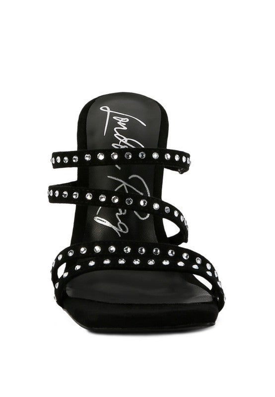 Women's Studded Mid-Heel Multi Strap Sandal