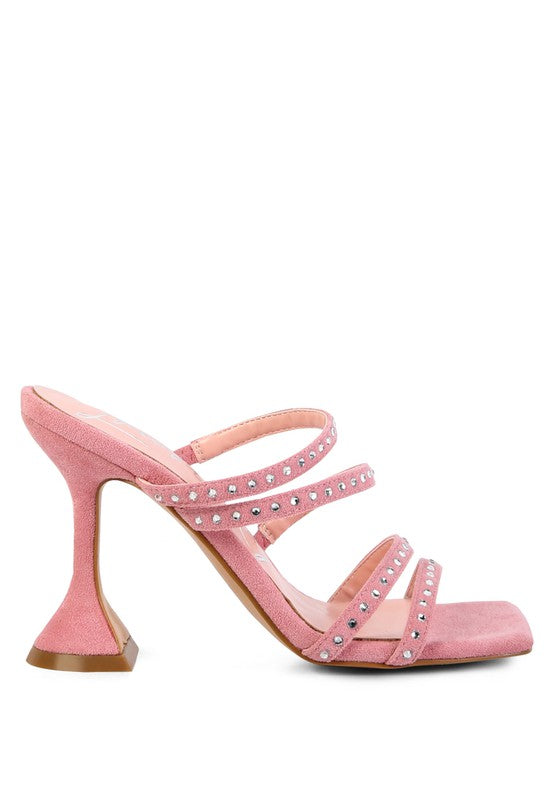 Women's Studded Mid-Heel Multi Strap Sandal