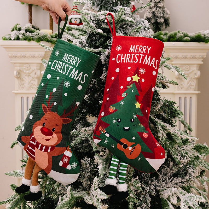 Merry Christmas Characters with Legs Hanging Stocking